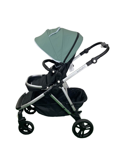 secondhand Mockingbird Single to Double 2.0 Stroller, Silver with Black Leather, Watercolor Drops, Sage, 2024