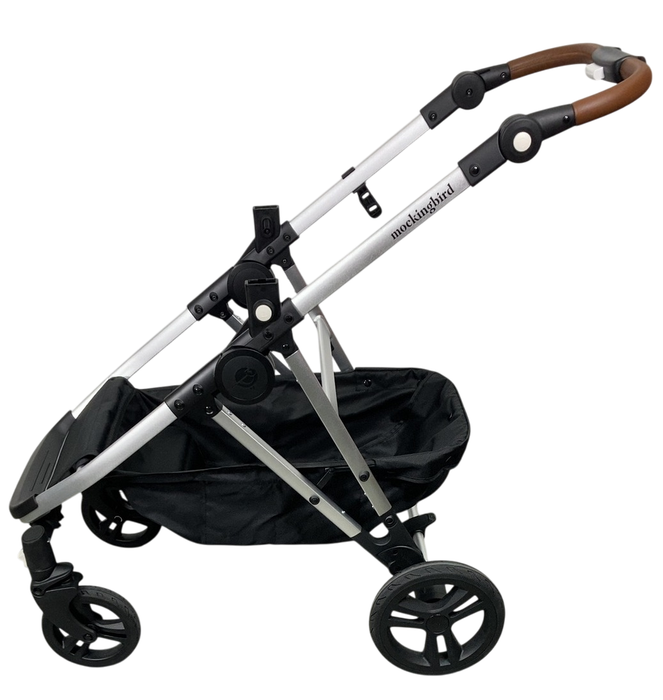 Mockingbird Single to Double Stroller Frame, 2023, Silver With Penny Leather
