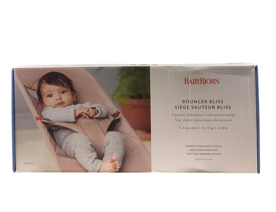 Shop BabyBjorn Bouncer Bliss, Dark Gray Frame, Sand Gray Cotton Classic Quilt at GoodBuy Gear