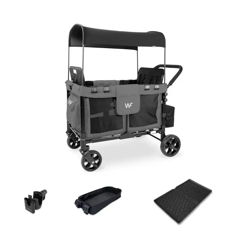 w4 original quad stroller wagon Wonderfold W4 Original Stroller Wagon Bundle, Light Grey