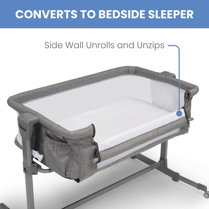 Delta Children Close2Me Bedside Baby Bassinet Sleeper with Breathable Mesh and Adjustable Heights
