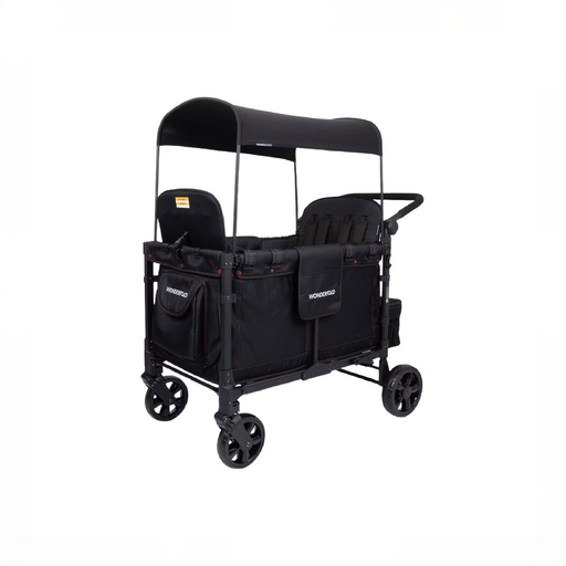 Shop Wonderfold W4 Elite Stroller Wagon, 2025, Black with Red Stitching at GoodBuy Gear