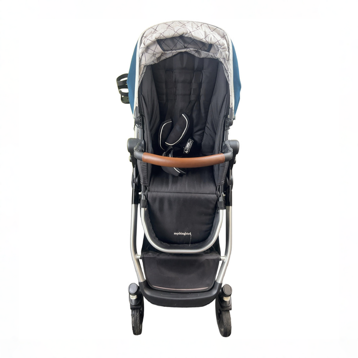 Shop Mockingbird Single to Double Stroller, 2021, Sea, Silver with Brown Leather, Windowpane at GoodBuy Gear