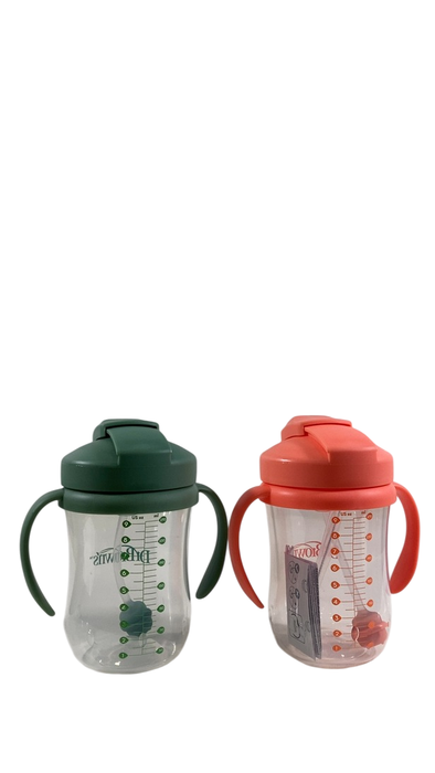 Shop Dr. Brown's Baby’s First Straw Cup, 2 Pack, Olive Green/Coral at GoodBuy Gear