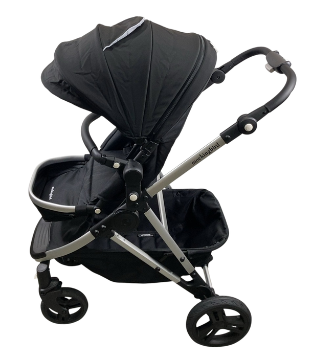 Shop Mockingbird Single to Double 2.0 Stroller, 2024, Black, Silver With Black Leather, Windowpane at GoodBuy Gear