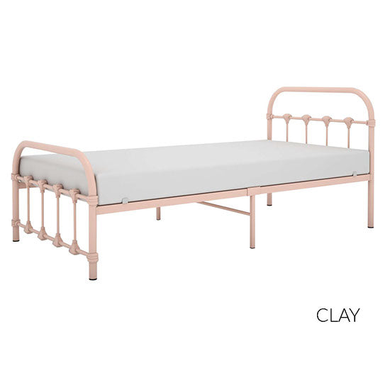 BK Furniture Melissa Metal Twin Bed, Clay