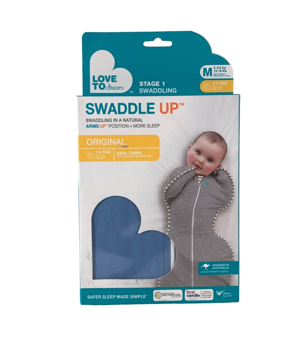 used Love To Dream Swaddle UP Original 1.0 Sleep Sack, Medium, Dusty Blue