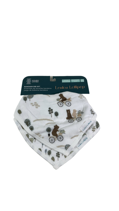 Shop LouLou Lollipop Muslin Bandana Bibs, 2 Pack, Bears on Bike at GoodBuy Gear