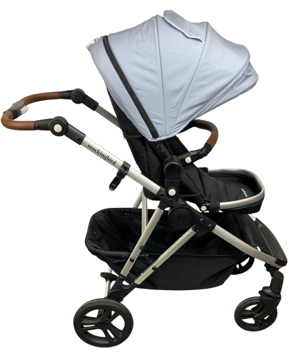 Shop Mockingbird Single to Double 2.0 Stroller, Sky, Watercolor Drops, Silver With Penny Leather, 2025 at GoodBuy Gear