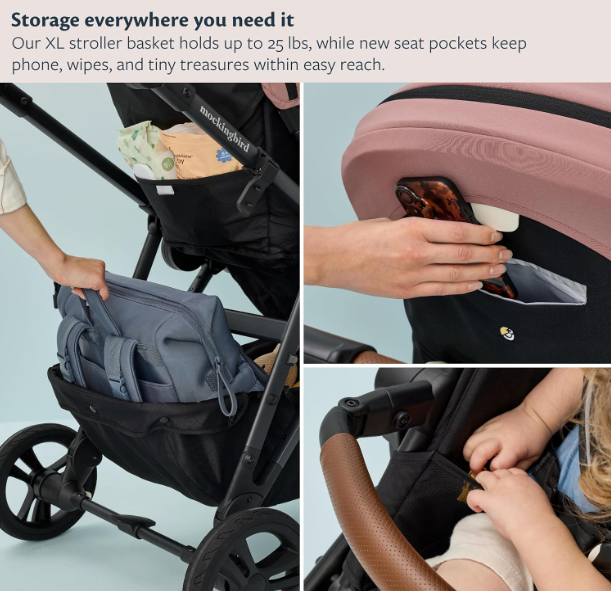 Shop Mockingbird Single to Double 3.0 Stroller, 2026, Black Windowpane, Charcoal with Penny Leather at GoodBuy Gear