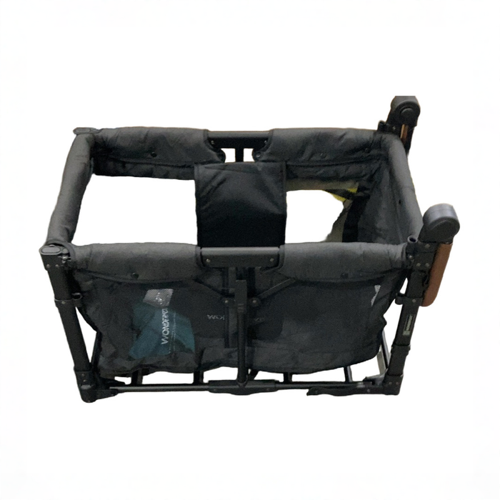 Shop Wonderfold W2 Luxe Multifunctional Double Stroller Wagon, 2025, Black Frame with Brown Handlebar, Volcanic Black Fabric at GoodBuy Gear