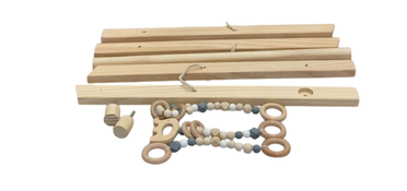 Shop Poppyseed Play Wooden Baby Gym, Natural Wood w/ Gray Toys at GoodBuy Gear