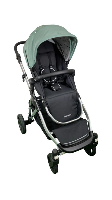 Mockingbird Single to Double 2.0 Stroller, 2025, Sage, Silver With Black Leather, Watercolor Drops