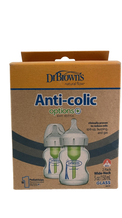 Shop Dr. Brown's Options+ Anti Colic Wide Neck Glass Bottles 2-Pack, 5 oz/150 ml at GoodBuy Gear