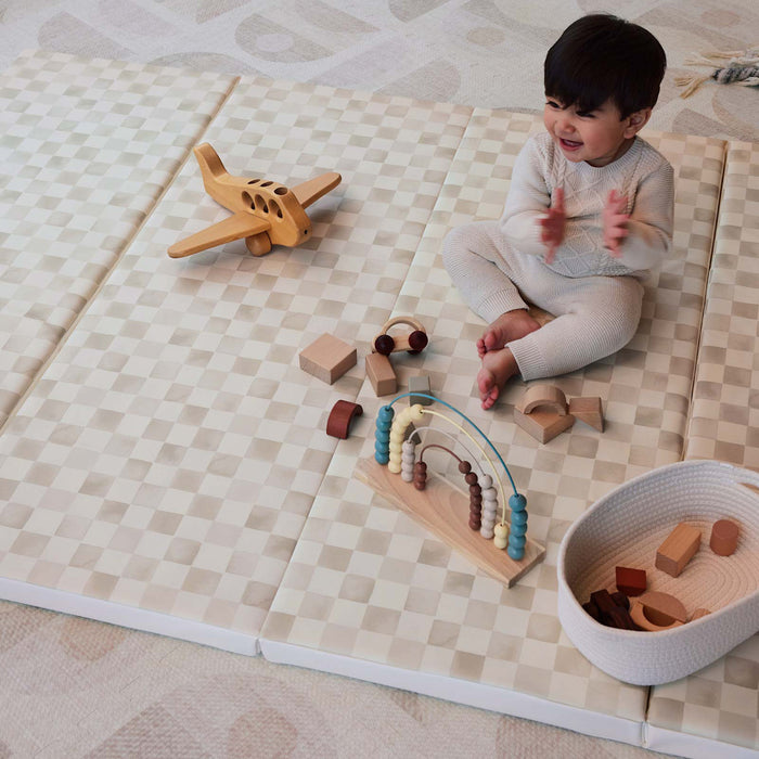 House of Noa Tumbling Mat, 4x6, Checker Almond