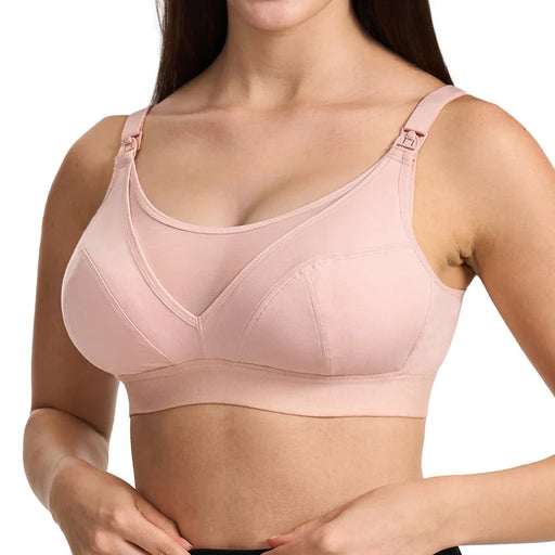 Shop Momcozy Bamboo Ultra-Soft & Cool Breeze Pumping & Nursing Bra, Oyster Pink, M Plus at GoodBuy Gear
