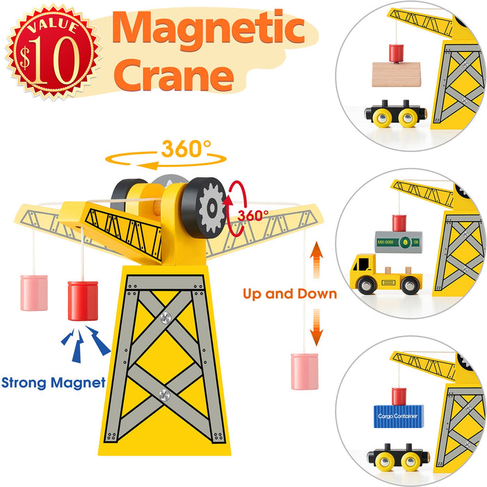 Tiny Land Wooden Track Trains 55 Pcs