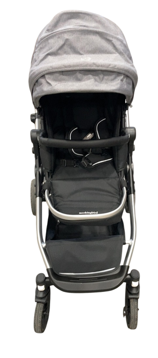 Mockingbird Single 2.0 Stroller, 2025, Heather Grey, Silver With Black Leather, Solid Grey