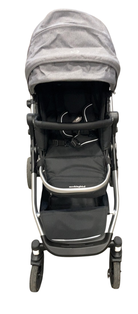 Shop Mockingbird Single 2.0 Stroller, 2025, Heather Grey, Silver With Black Leather, Solid Grey at GoodBuy Gear