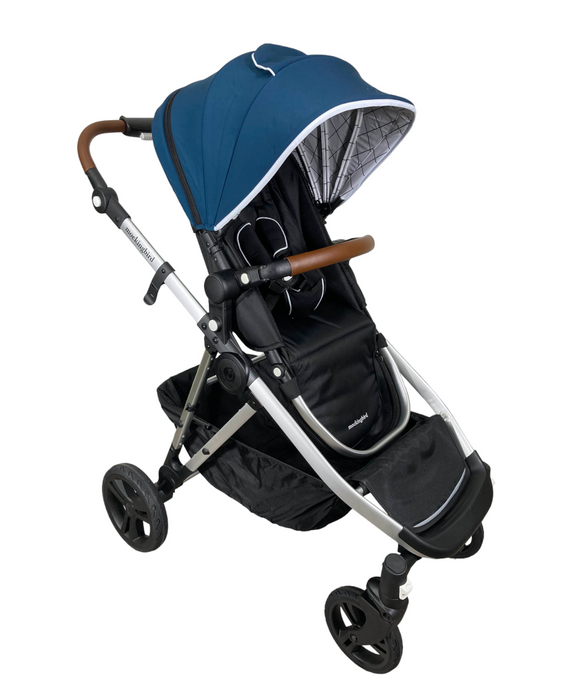 Mockingbird Single to Double Stroller, 2022, Silver with Penny Leather, Windowpane, Sea