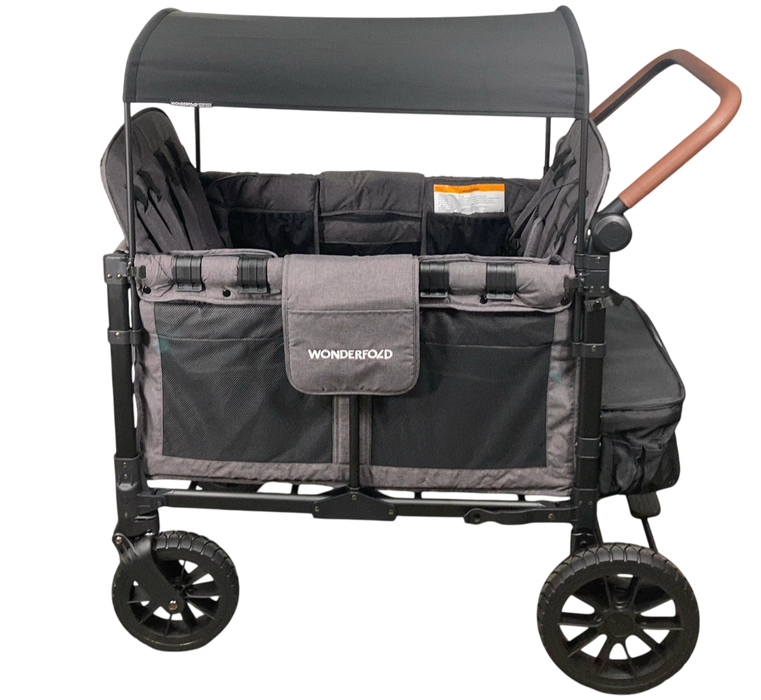 Wonderfold W4 Luxe Quad Stroller Wagon, 2024, Charcoal Grey with Black Frame