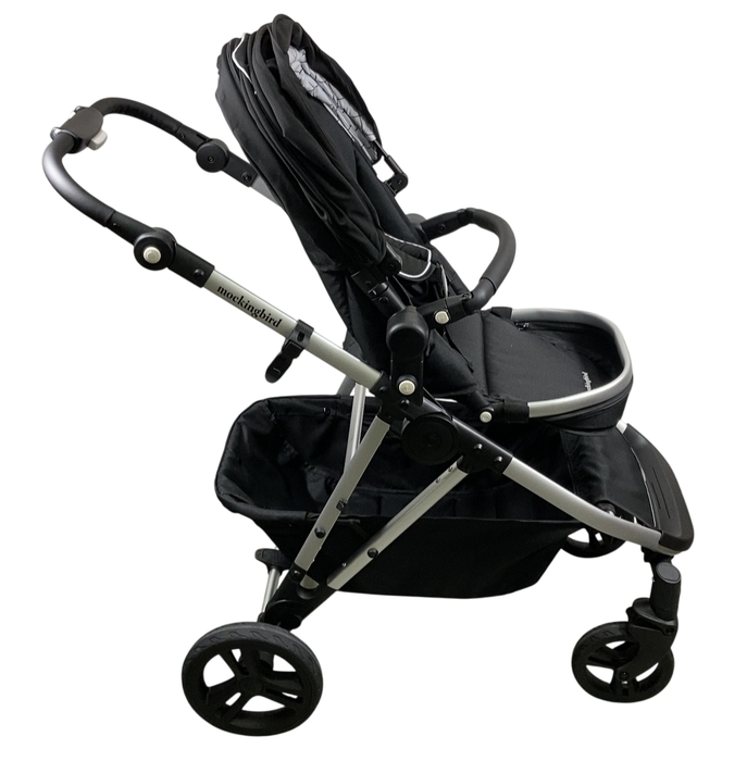 Shop Mockingbird Single to Double 2.0 Stroller, 2024, Black, Silver With Black Leather, Windowpane at GoodBuy Gear