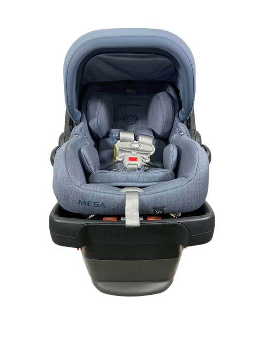 secondhand UPPAbaby MESA V2 Infant Car Seat, Gregory (Blue Melange Merino Wool), 2023