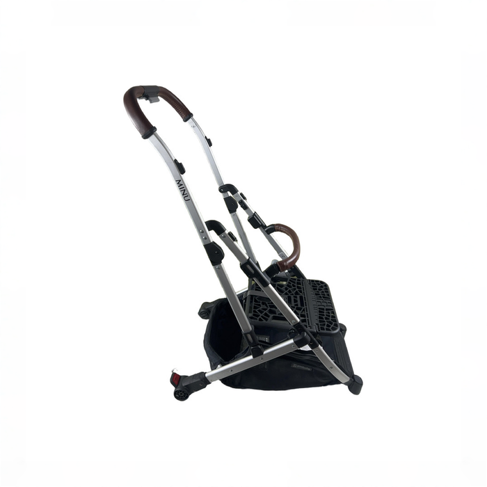 Shop UPPAbaby MINU V2 Stroller Frame, 2022, Silver with Saddle Leather at GoodBuy Gear