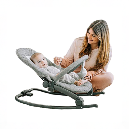 Shop Baby Delight Go With Me Aura Deluxe Portable Rocker & Bouncer, Quilted Charcoal Tweed at GoodBuy Gear