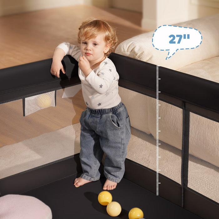 Babyeap Baby Playpen Large Play Yard Fence for Toddlers, Black, 71"x50"