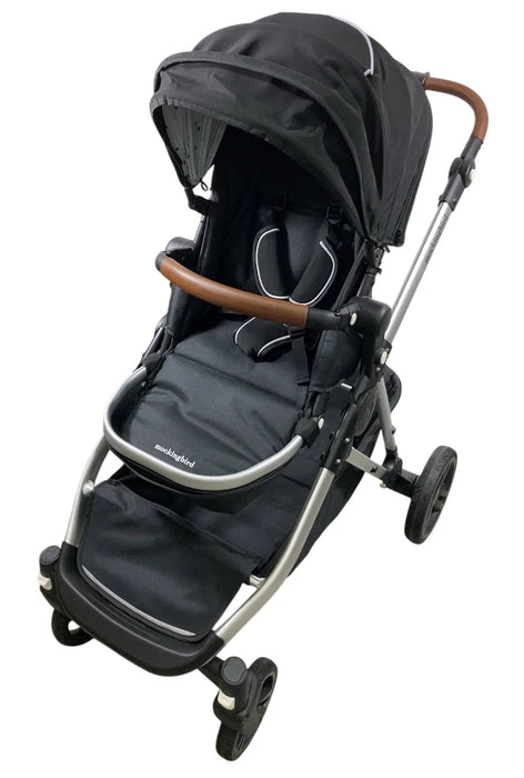 Mockingbird Single to Double 2.0 Stroller, 2025, Black, Silver With Black Leather, Watercolor Drops