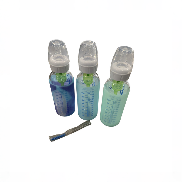 Shop Dr. Brown's Natural Flow Anti-Colic Options+ Narrow Glass Baby Bottles with Silicone Bottle Sleeve, 3 Pack, 8 oz, Blue, Glow, Mint at GoodBuy Gear