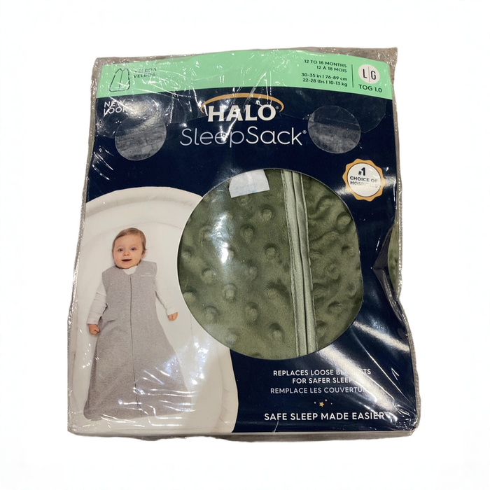 Shop DRAFT - Halo Sleepsack Swaddle Plushy Dot Velboa, Large, Olive Green at GoodBuy Gear