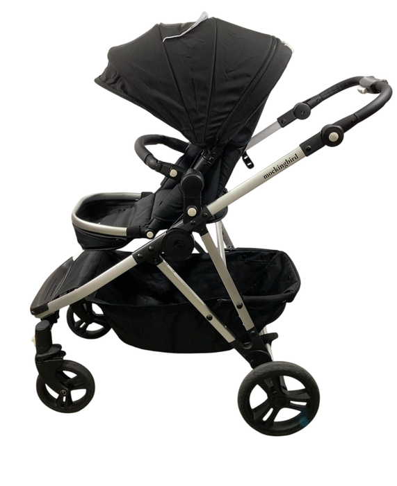 Shop Mockingbird Single to Double 2.0 Stroller, 2024, Black, Silver With Black Leather, Watercolor Drops at GoodBuy Gear