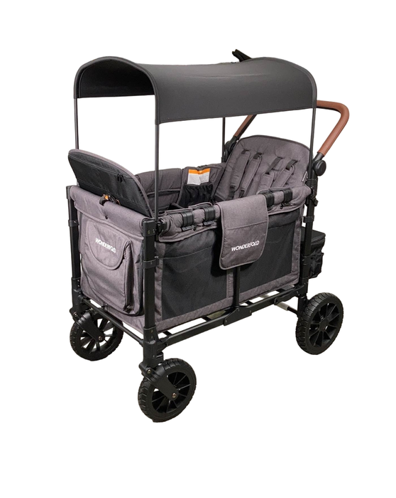 used Wonderfold W4 Luxe Quad Stroller Wagon, Charcoal Grey with Black Frame, 2024