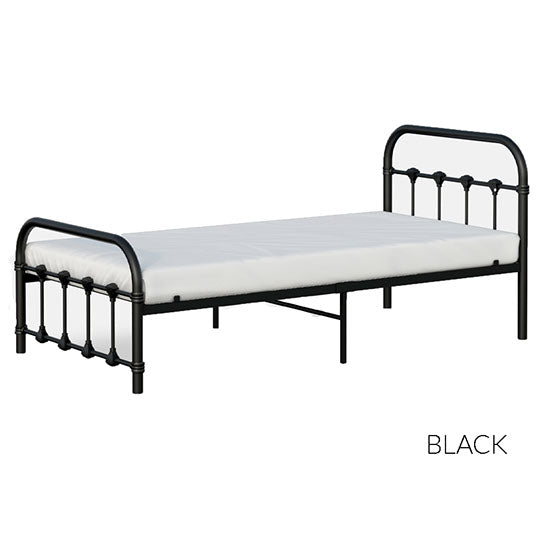 BK Furniture Melissa Metal Twin Bed, Black