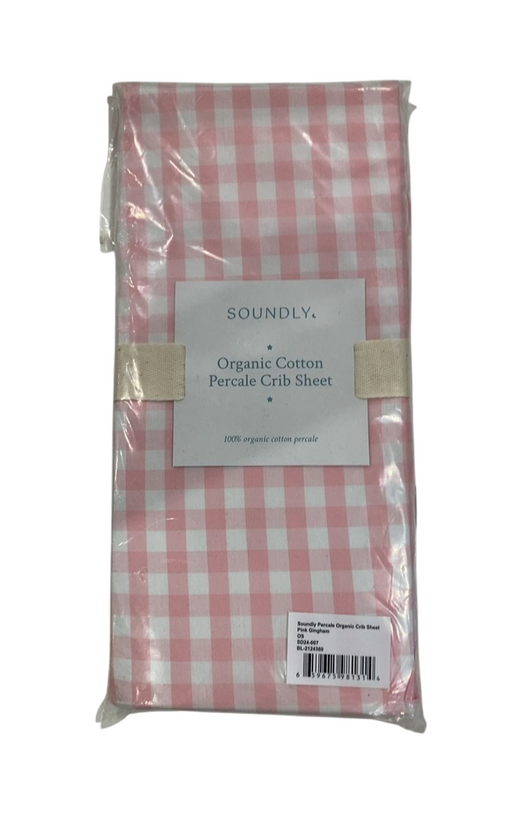 Shop Soundly Percale Organic Crib Sheet, Pink Gingham at GoodBuy Gear