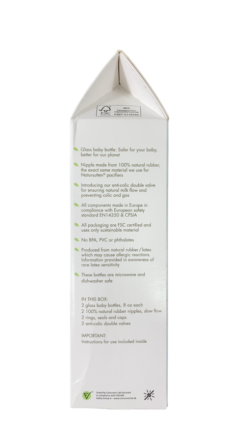 Shop Natursutten 2-pack Glass Baby Bottles, 8oz at GoodBuy Gear
