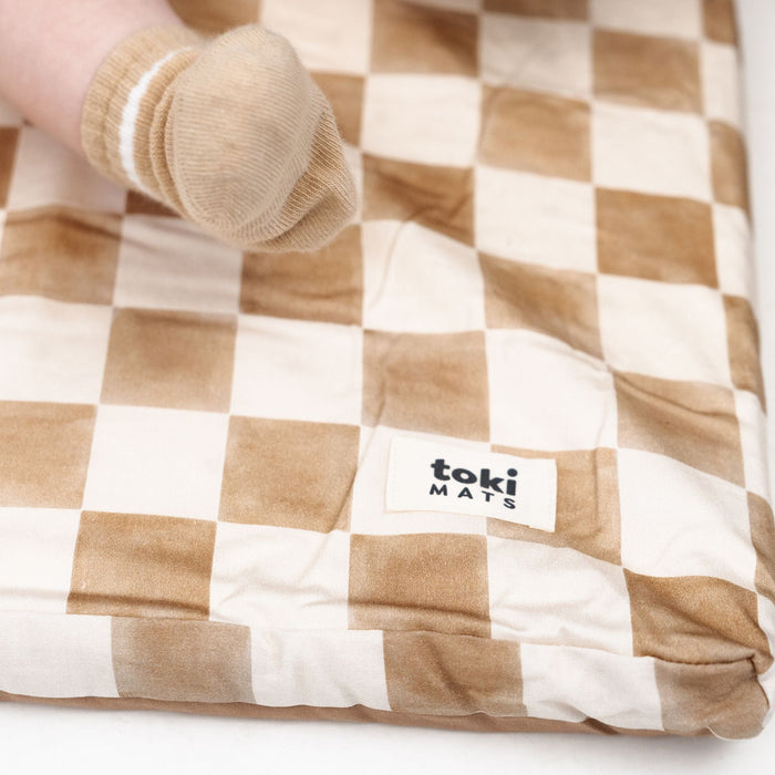 Toki Kids Checker Toffee Organic Cotton Mat