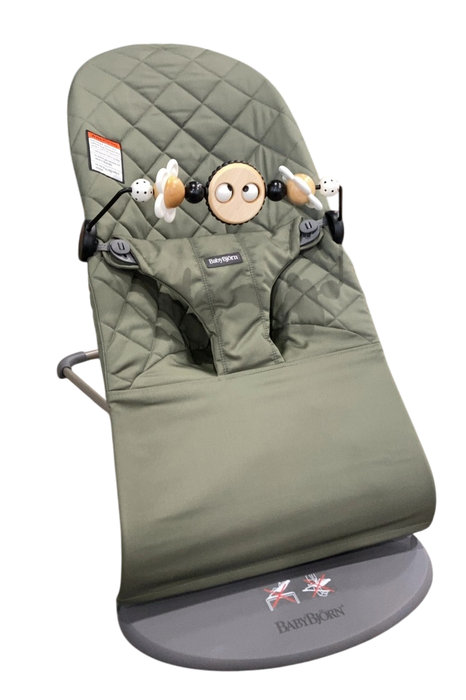 Shop BabyBjorn Bouncer Bliss Bundle With Toy Bar, Dark Gray Frame, Googly Eyes Black and White, Dark Green Woven Classic Quilt at GoodBuy Gear