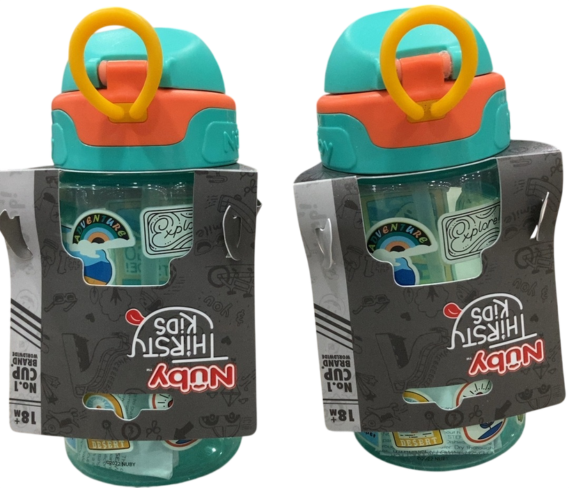 Shop Nuby Thirsty Kids Water Bottle, Aqua, Active, 2 pk at GoodBuy Gear