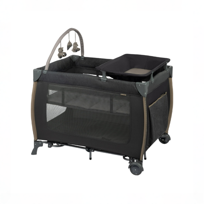 Shop Monbebe Play Yard with Full-Size Rocking Bassinet, Castle Point at GoodBuy Gear