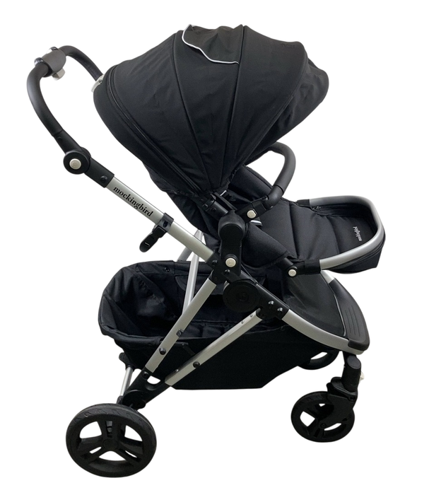Mockingbird Single to Double 2.0 Stroller, Black, Windowpane, Silver With Black Leather, 2025