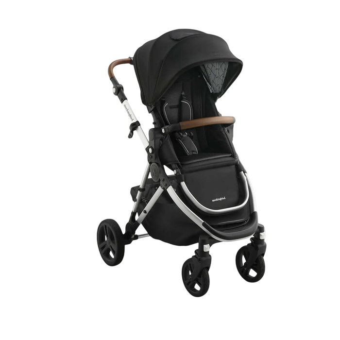 Mockingbird Single to Double 3.0 Stroller, 2025, Black Windowpane, Silver with Penny Leather