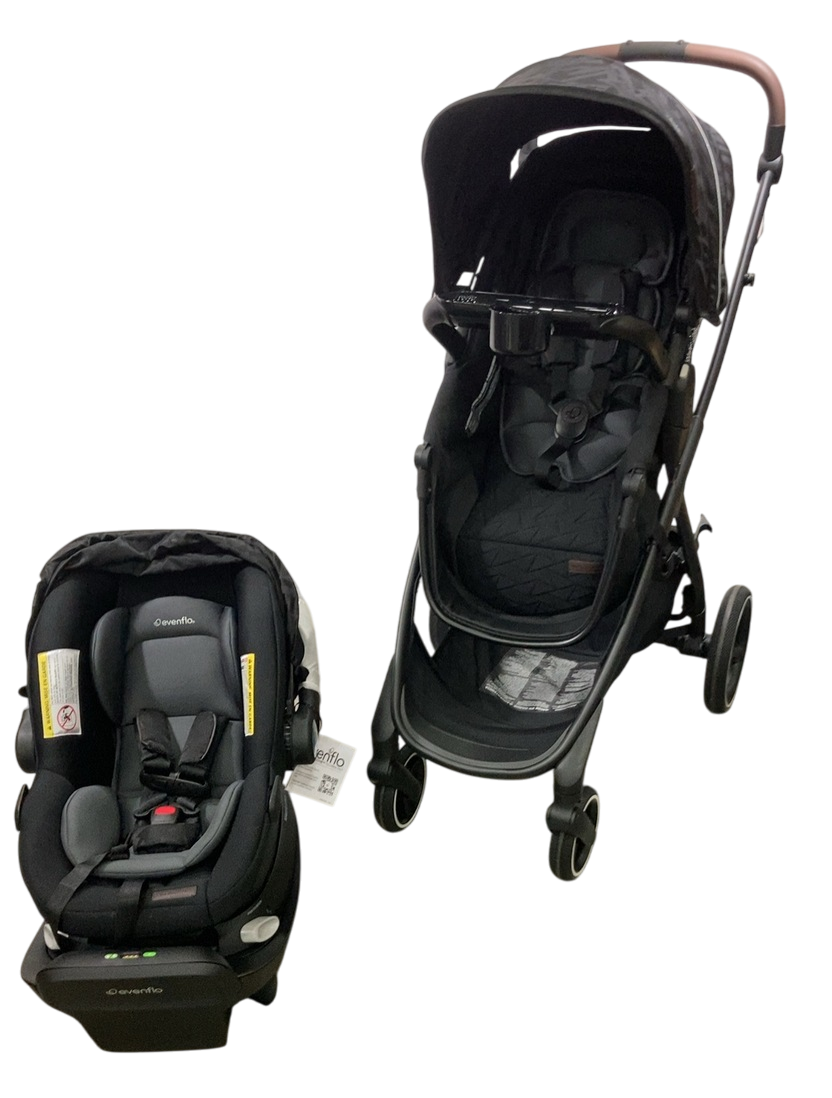 evenflo lightweight car seat Evenflo Shyft Intuiti+ Travel System with Revolve180 LiteMax NXT Rotational Infant Car Seat, 2025, Dubhan Black, Plus w/ Sensory Soothe