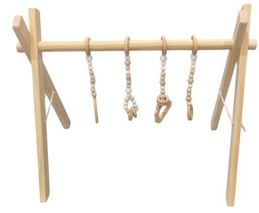 Shop Poppyseed Play Wooden Baby Gym, Natural Wood w/ White Toys at GoodBuy Gear