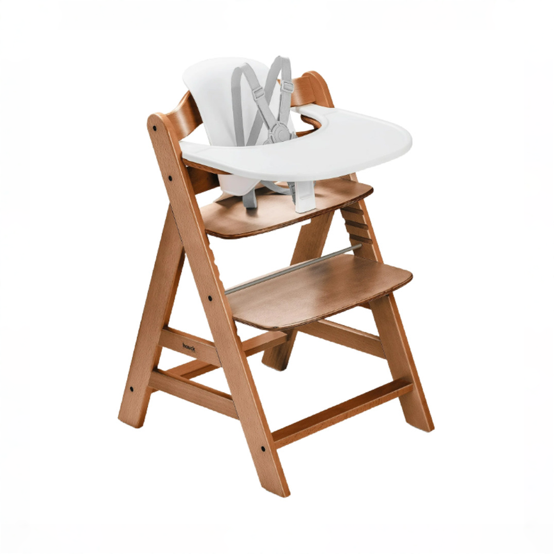 stokke vs hauck Hauck Alpha+ Adjustable Wooden High Chair Set, Walnut, White Set, Without  Cushion