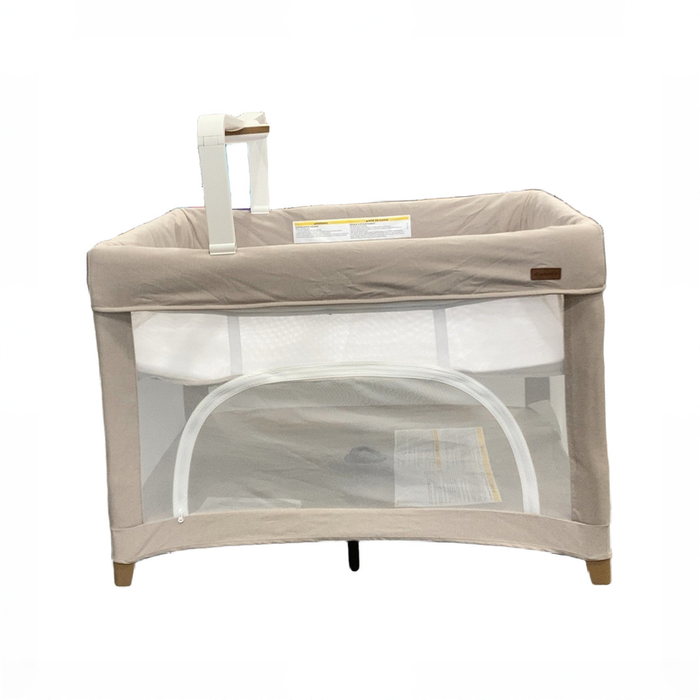 Shop Evenflo Eris One-Hand Playard with Bassinet, Coastal Coffee at GoodBuy Gear