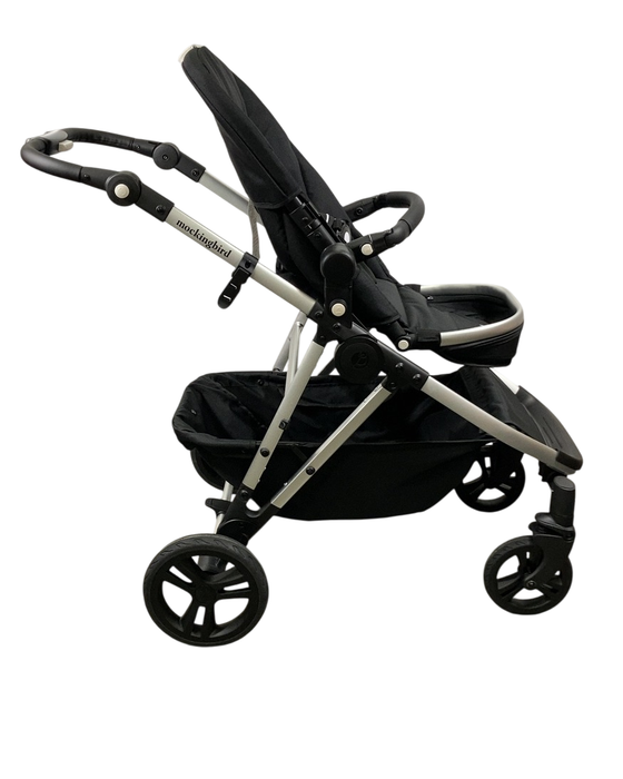 Shop Mockingbird Single to Double 2.0 Stroller, 2024, No Canopy, No Canopy, Silver With Black Leather at GoodBuy Gear