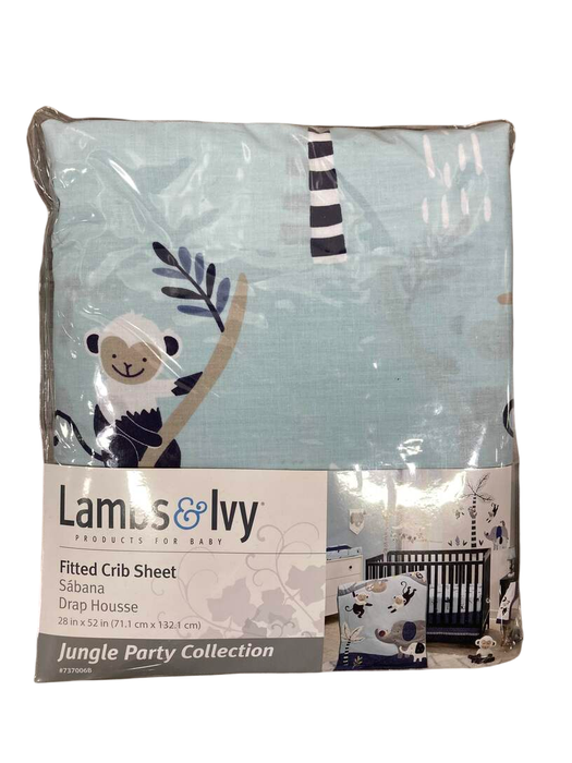 used Lambs & Ivy Fitted Crib Sheet, Jungle Party